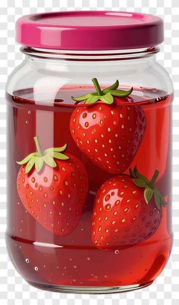 Strawberry Jar With Fresh Berries PNG