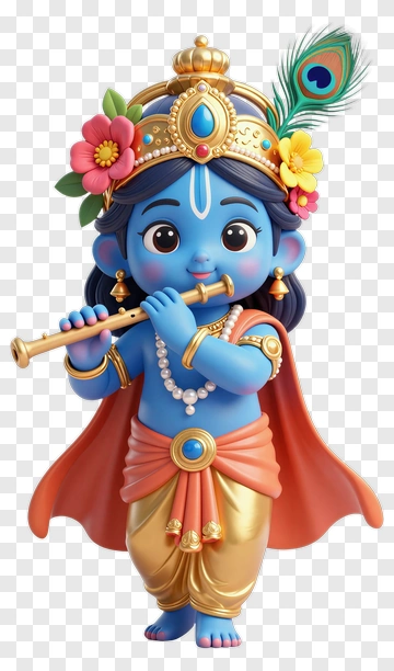 Blue Deity Playing Flute PNG