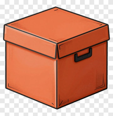Orange Storage Box With Black Handle PNG