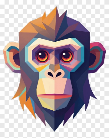 Colorful Monkey Portrait PNG