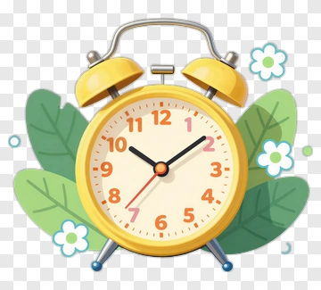 Yellow Alarm Clock With Floral Decor PNG