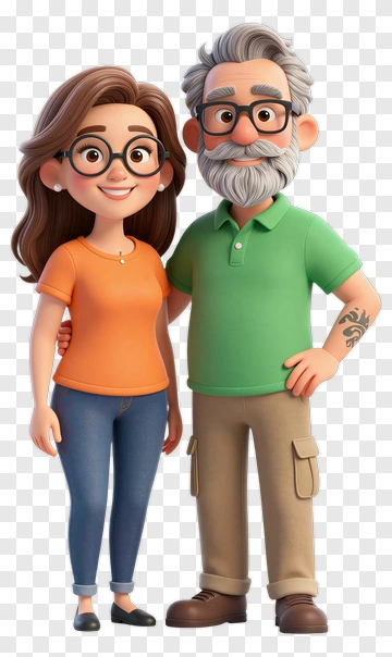 Cartoon Couple With Glasses PNG