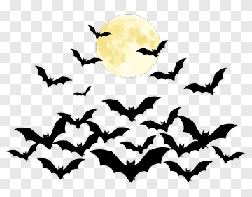 Bats Flying Under A Yellow Moon PNG