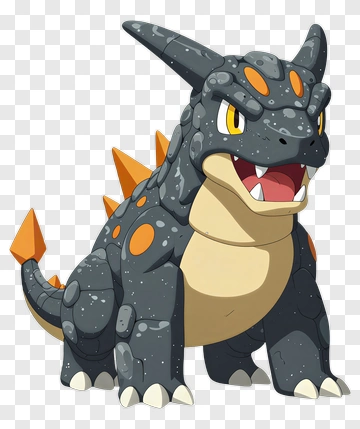 Cartoon Dragon With Orange Spikes PNG