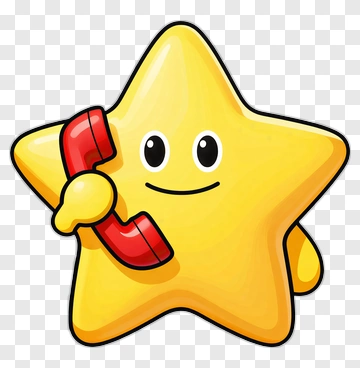 Yellow Star Cartoon Character Holding Phone PNG