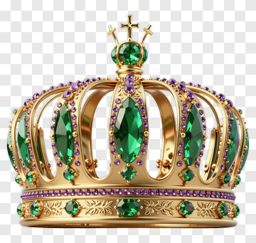 Golden Crown With Emerald And Purple Gems PNG