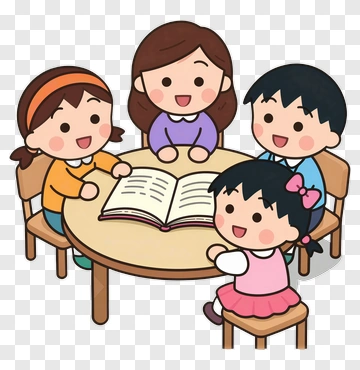 Children And Teacher Reading Together PNG