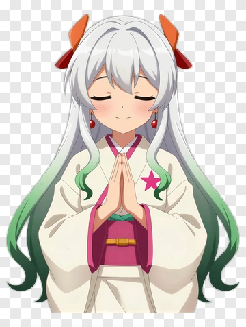 Anime Girl In Kimono Praying PNG