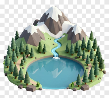 Mountain Lake With Forest PNG