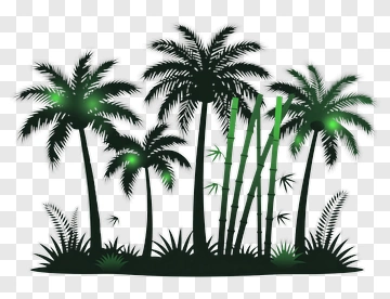 Tropical Palm And Bamboo Scene PNG