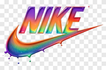 Nike Logo With Rainbow Gradient Effect PNG