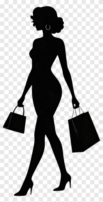 Silhouette Of A Woman Shopping PNG