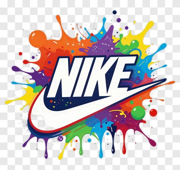 Nike Logo With Colorful Paint Splatter PNG