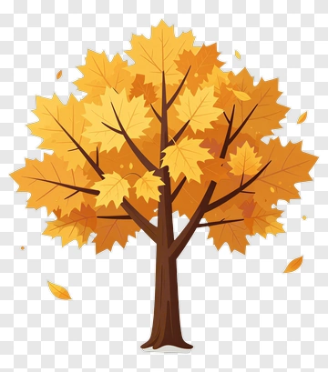 Autumn Maple Tree With Falling Leaves PNG