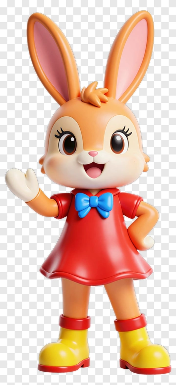 Cartoon Rabbit In Red Dress PNG