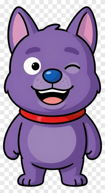 Purple Cartoon Dog With Red Collar PNG