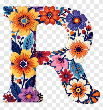Floral Letter R Design PNG