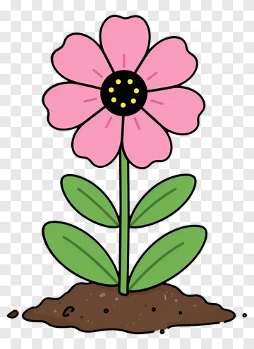Pink Flower With Green Leaves PNG
