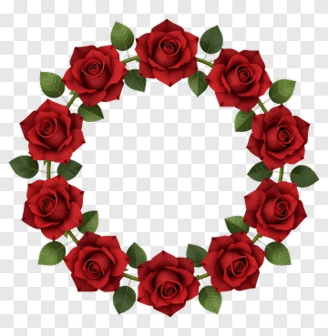 Red Rose Wreath With Green Leaves PNG