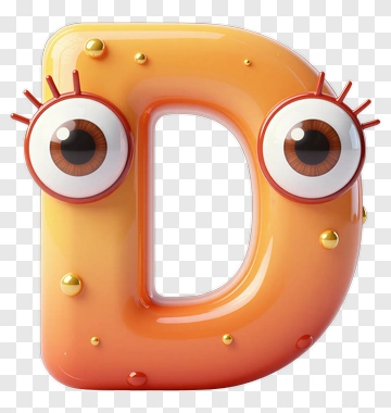 Cartoon Letter D With Big Eyes PNG