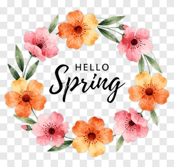 Hello Spring Flower Wreath PNG