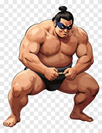 Sumo Wrestler In Combat Stance PNG