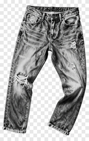 Distressed Jeans With Ripped Knees PNG