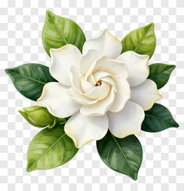 White Gardenia With Green Leaves PNG