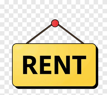 Yellow Rent Sign With Black Text PNG