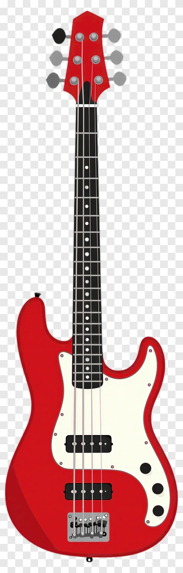 Red Bass Guitar PNG