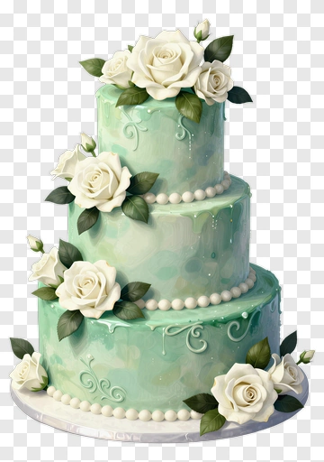 Elegant Three Tier Wedding Cake With White Roses PNG