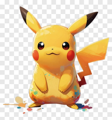 Pikachu With Colorful Paint Splatters PNG