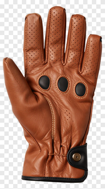 Brown Leather Glove With Black Accents PNG