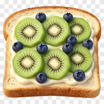 Fresh Fruit Toast With Kiwi And Blueberries PNG
