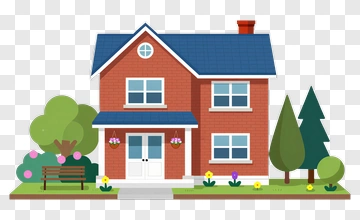 Red Brick House With Garden PNG