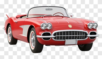 Red Convertible Car With White Stripe PNG