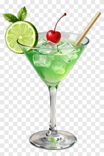 Refreshing Lime Cocktail With Cherry PNG