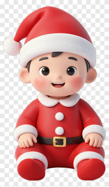 Santa Claus Baby In Red Suit PNG