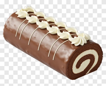 Chocolate Cake Roll With Cream Swirl PNG