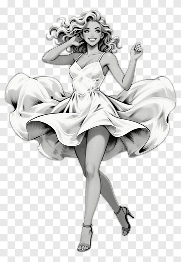 Dancing Woman In Flowing Dress PNG