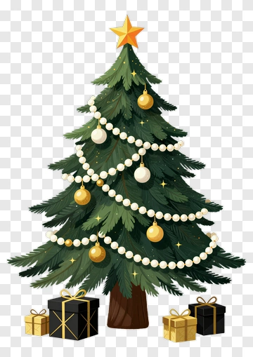 Decorated Christmas Tree With Gifts PNG
