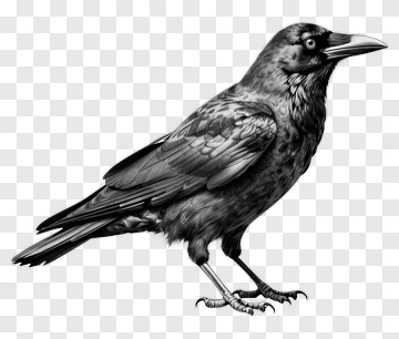 Crow In Detailed Sketch Style PNG