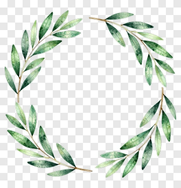 Watercolor Leaf Wreath PNG