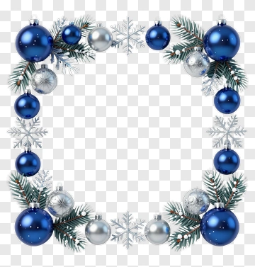 Blue And Silver Christmas Wreath PNG