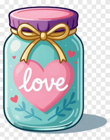 Heart Jar With Love Message PNG