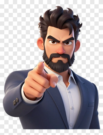 Man With Beard Pointing Fingers PNG