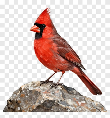 Northern Cardinal On A Rock PNG