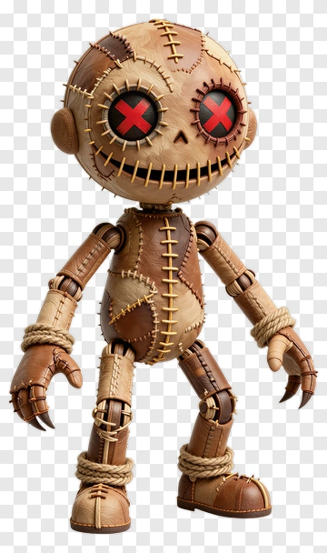 Patchwork Leather Doll With Red Eyes PNG