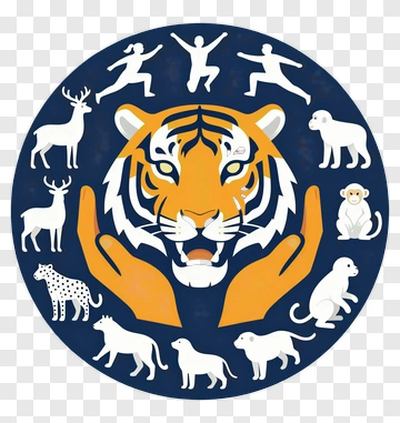 Tiger With Hands And Animals PNG