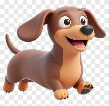 Happy Dachshund Cartoon Character PNG